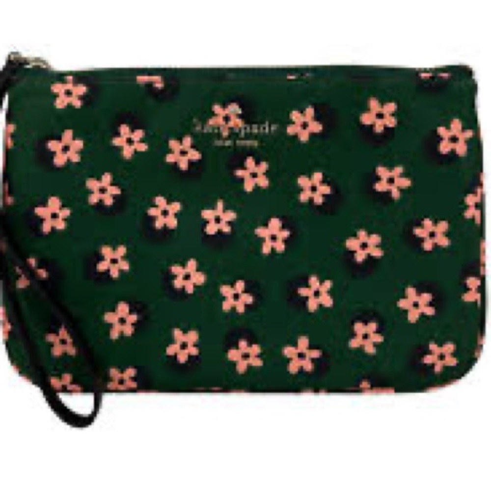 NWT Kate Spade nylon green pink floral bag set - Picture 13 of 16